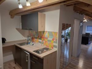 Delfinia : مطبخ مع حوض وطاولة عمل