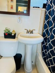 a bathroom with a sink and a toilet at Providence & 18th in Chester +6 photos