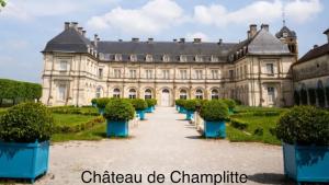 ein großes Haus mit blauen Blumentöpfen davor in der Unterkunft Tiny house 3 à 4 personnes in Saint-Loup-Nantouard