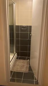 ein Bad mit einer Dusche und Fliesenboden in der Unterkunft Charming Garden Guest House in Hayes & Harlington in Hayes + 21 Fotos