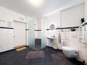 een badkamer met toilet en wastafel bij Haupthaus in Troisdorf +22 foto's