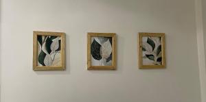 乔治敦Well Haven Apartments的白墙上挂着三幅树叶画