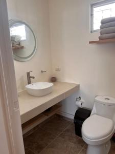 a bathroom with a sink and a toilet and a mirror at Apartment in Merida in Mérida +8 photos