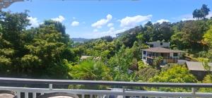 a house on top of a hill with trees at Spacious big sea views star bath in Paihia