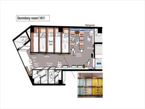 Půdorys ubytování Retrospect Stay Yokohama + 58 fotografií