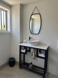 a bathroom with a sink and a mirror at 80 Tarcutta St in Wagga Wagga +7 photos