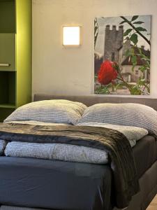 Giường trong phòng chung tại Gemütliches Zuhause über den Dächern der Altstadt