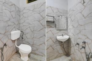 two pictures of a bathroom with a toilet and sink at Super Collection O Puri Seaview Formerly Hotel Aavaas in Puri