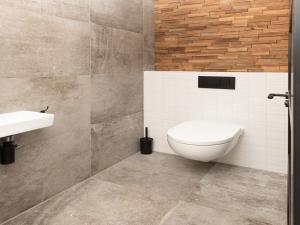 a bathroom with a toilet and a sink at Luxury apartment in Renesse with infrared sauna in Renesse +33 photos