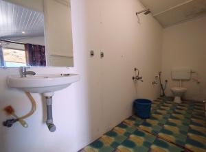 a bathroom with a sink and a toilet at Mountain Palm patnem beach in Patnem