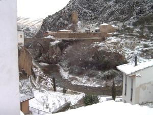 a view of a mountain with snow on the ground at Casa Rural Peñalba in Arnedillo