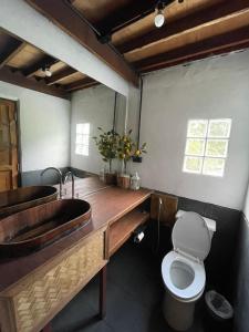 une salle de bains avec lavabo et toilettes dans l'établissement ไร่ชาดอยอินทนนท์, à Ban Yang Khun Wang