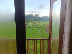 een uitzicht op een veld vanuit een deur bij Paddy Edge Ahangama in Ahangama +2 foto's