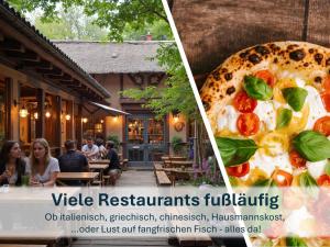 a collage of two pictures of a pizza at Heringsdorf, Ferienwohnung Hanni in Heringsdorf