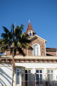 un edificio con una palma di fronte di Casa das Palmeiras Charming House - Azores 1901 a Ponta Delgada