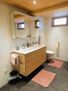 een badkamer met een wastafel en een toilet bij Haus Kanisfluh in Au im Bregenzerwald