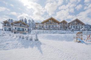 弗林布尔克Rezidence KUPEC的冬季的度假胜地,地面上积雪