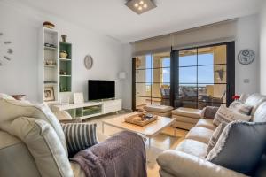 een woonkamer met twee banken en een tv bij Gadea Vistas in Caserío Capnegret