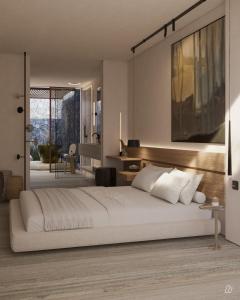 Postel nebo postele na pokoji v ubytování Kenshō Paros