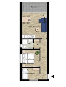 a plan of a floor plan of a house at Ferienwohnung Seesternchen am Deich2 C46 in Norden