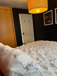a bedroom with a bed and a light at The Flower Loft in Yeovil