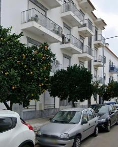 un albero di arancio di fronte a un edificio di Casa Rainha Santa a Estremoz