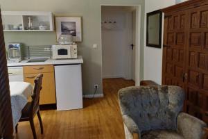 Køkken eller tekøkken på BoLA Ferienwohnung Hamburg Nr 25 Shabby für 2 Personen, Parkplatz