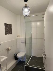 Et badeværelse på BoLA Ferienwohnung Hamburg 53 für 2 Personen