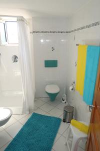 a bathroom with a toilet and a shower and a sink at Finikounda in Finikounta