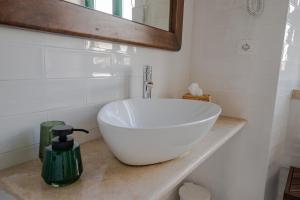 baño con un gran fregadero blanco en una encimera en Casale Malatesta, en Velletri