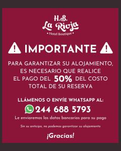 Certifikát, hodnocení, plakát nebo jiný dokument vystavený v ubytování Hotel Boutique La Rioja