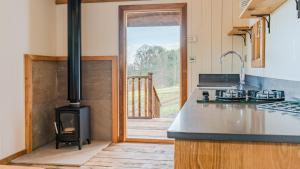 利德尼Betty Shepherd's Hut的中间设有带炉灶的厨房 更多11张照片