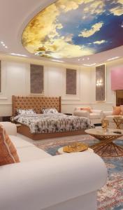 Et opholdsområde på جناح تنفيذي ملكي خاص واطلالة علوية Vip