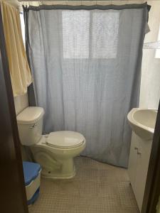 a bathroom with a toilet and a sink at Renta de habitación equipada para ejecutivos in Saltillo