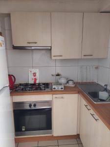 a small kitchen with a stove and a sink at Departamento de Vacasiones Viña del Mar 2026 in Viña del Mar