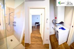 two pictures of a bathroom with a shower and a toilet at Comacchio Experience - Ospitalità Diffusa in Lido di Pomposa +9 photos