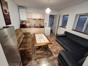 a living room with a couch and a table at Casa Stadion in Craiova