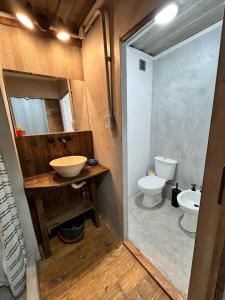 un bagno con lavandino e WC di Complejo Bosque Verde a La Porteña