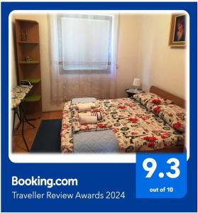 a poster of a bedroom with a bed in a room at Niš Apartman in Niš