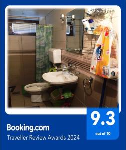 a bathroom with a toilet and a sink at Niš Apartman in Niš +13 photos