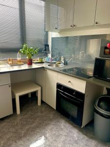 a kitchen with a sink and a stove top oven at Apartament spațios și luminos in Savigny-sur-Orge +10 photos
