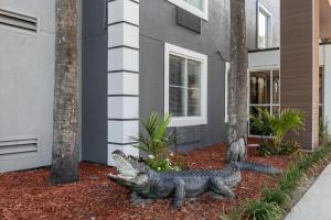 a statue of an alligator in front of a house at HOM Hotel Gainesville, SureStay Collection by Best Western in Gainesville