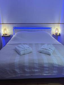 Nali Room في La Vespière: غرفة نوم بها سرير ووسادتين عليه