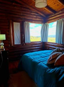 una camera da letto con un letto grande con una finestra di La Autóctona a Villa Yacanto