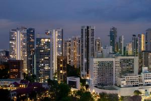 Udsigt til Singapore eller udsigt til byen taget fra hotellet