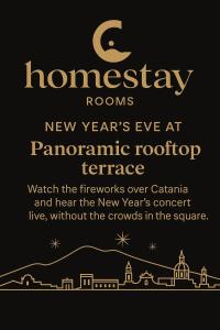 a sign that reads new years eve at pantomime rooftop heritage watch at HOMESTAY rooftop in Catania
