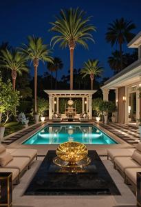 una villa con piscina y una casa en Gaia, en Acapulco