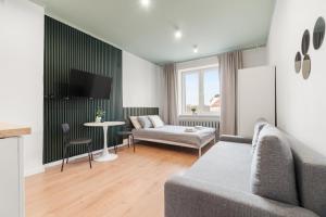 a living room with a couch and a table at COMFISTAY Plac Piłsudskiego 8 - Rynek i Amfiteatr in Opole
