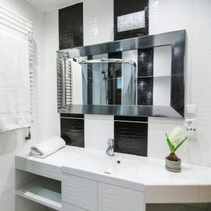 Zaróbka的住宿－Siedlisko Józefka，白色的浴室设有水槽和镜子