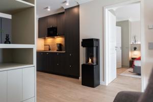 Køkken eller tekøkken på Apartmenthaus Resort Kranichsruh